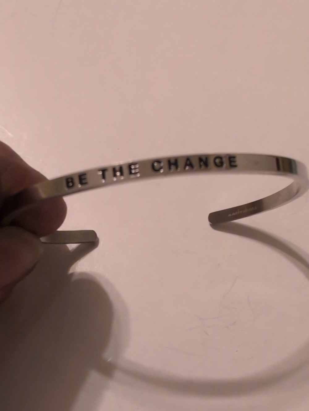 Silver Tone Be The Change MantraBand